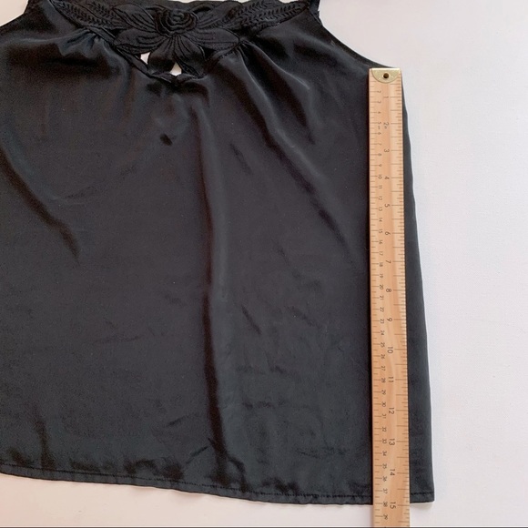 Chagall Black Camisole Sz 10 Floral Lace Trim - Picture 9 of 14